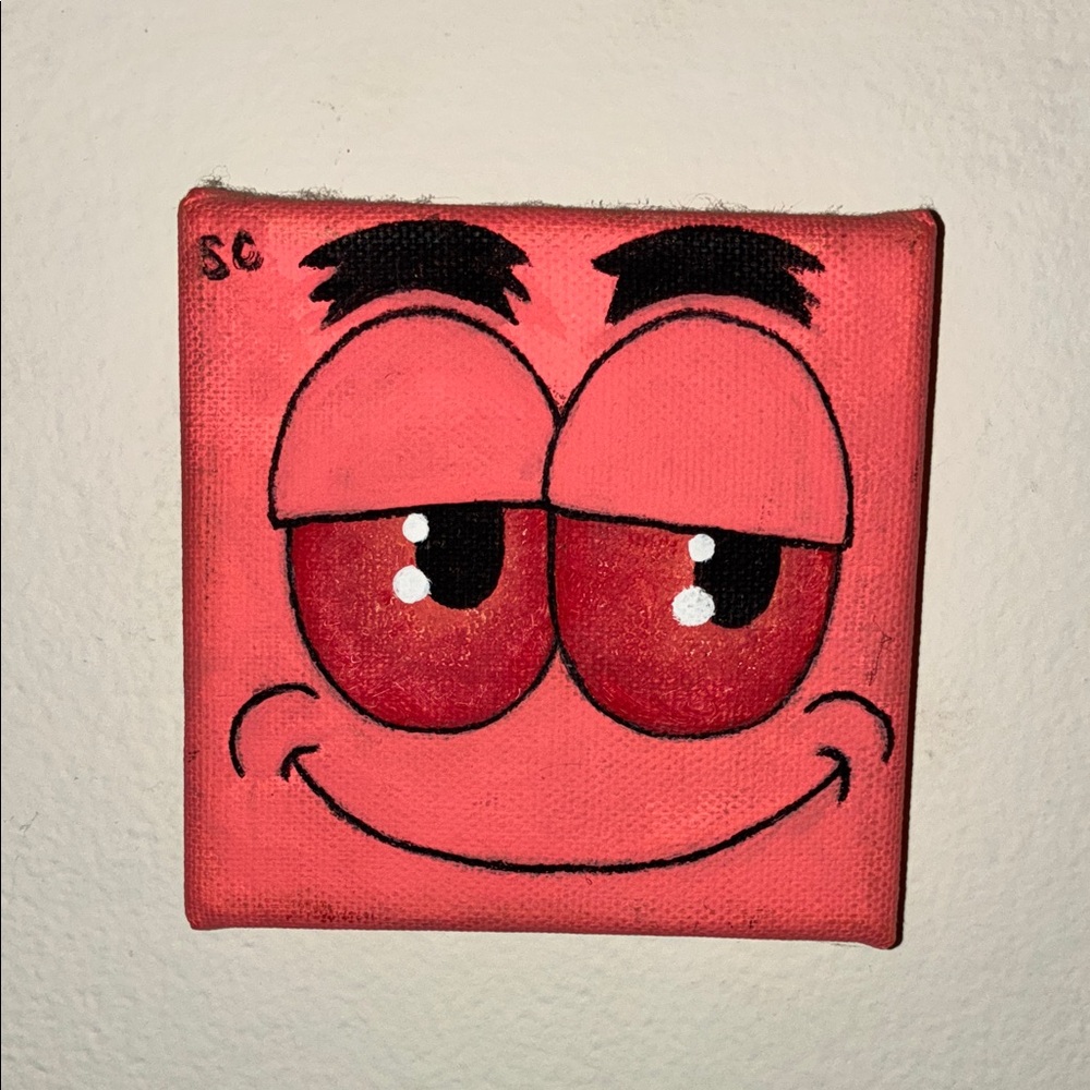 Smiling Face Canvas Art in Red